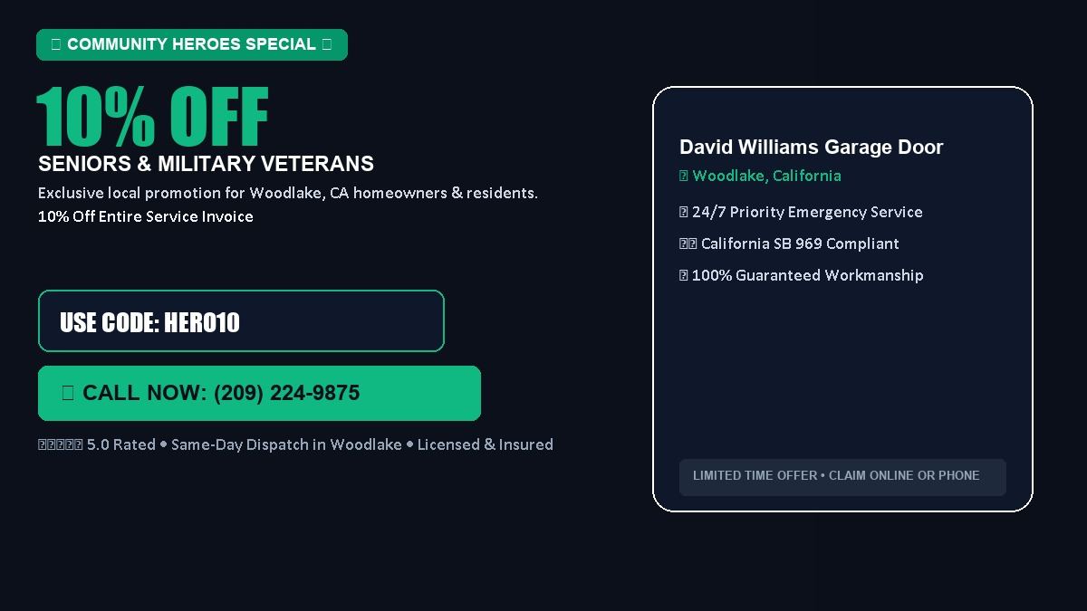 David Williams Garage Door Roller Repair 10% OFF Seniors & Military Veterans in Woodlake, CA